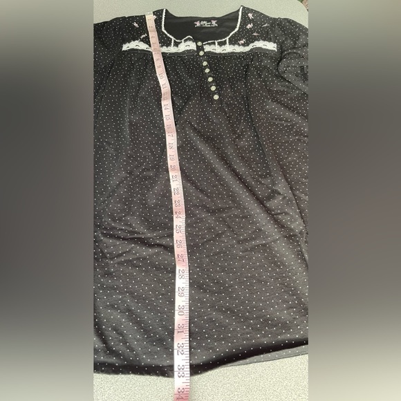 Aria Collection Black White Dotted Cotton Nightdress Size XL - Picture 8 of 9